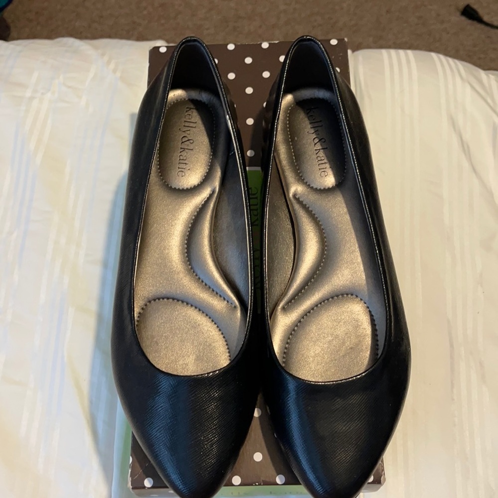 Kelly & Kate Black Saffiano kk Monica Flats